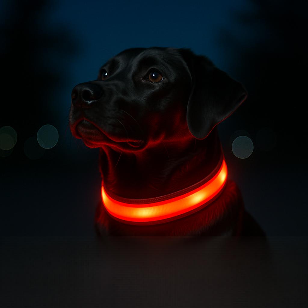 Red LED Dog Collar – Adjustable, High Visibility for Night Walks