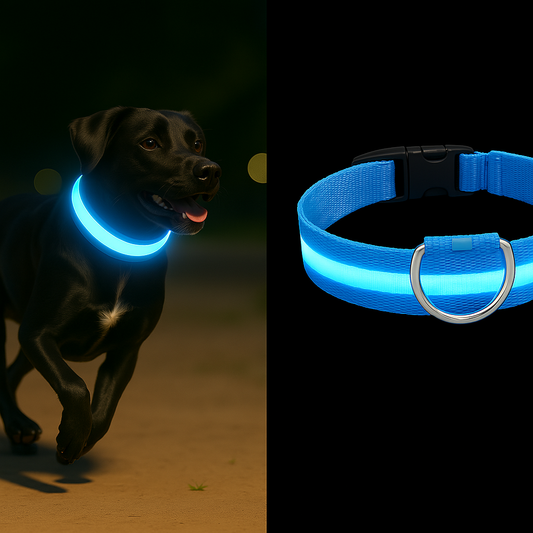 Blue LED Dog Collar – Adjustable, High Visibility for Night Walks
